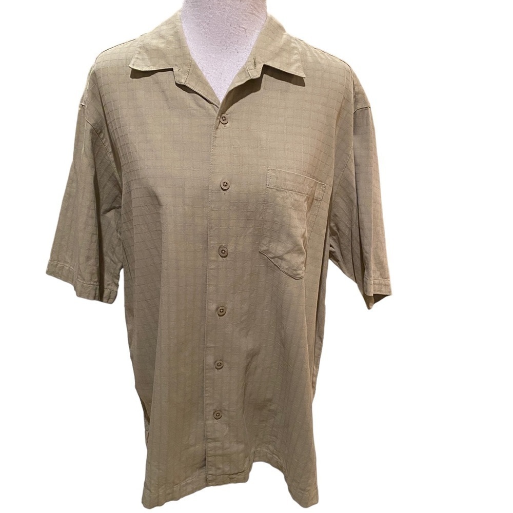 Caribbean Button Up Men’s Loose Shirt Casual Vacation Shirt Sz XL Silk & Cotton